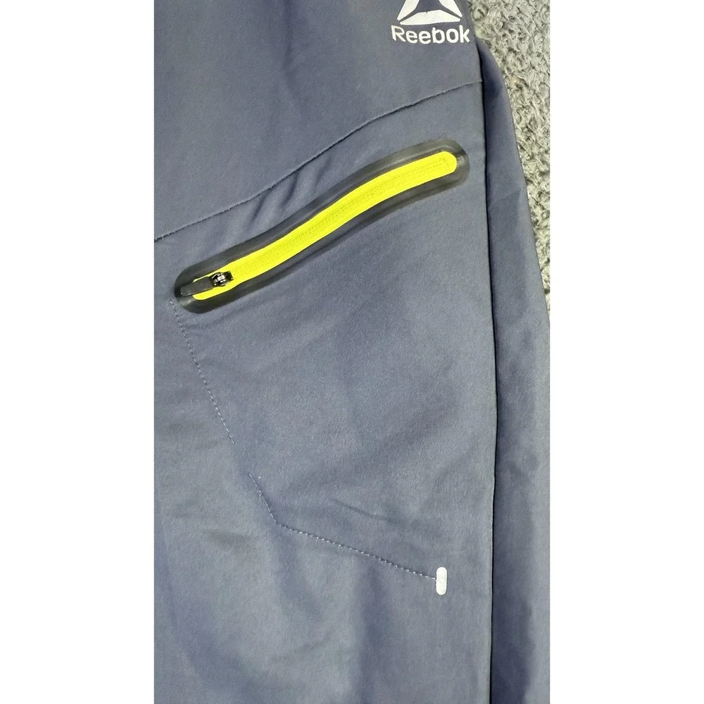 Reebok Pants Mens Medium Gray Joggers Zip Pockets Elastic Cuffs Athletic Running